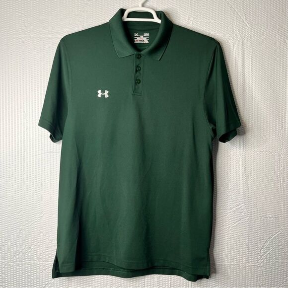 Under Armour Green loose Fit HeatGear Golf Polo Size Large - Picture 1 of 6